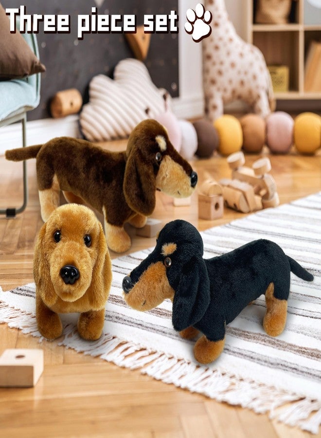 JUSTQUNSEEN 3Pcs Dachshund Dog Stuffed Animal 9.8" Stuffed Animals Set Cute Plush Stuffed Dogs Soft Cuddly Dog Toy for Birthday Children's Party, Best Gift for Kids Puppy Stuffed Toy - Image 4